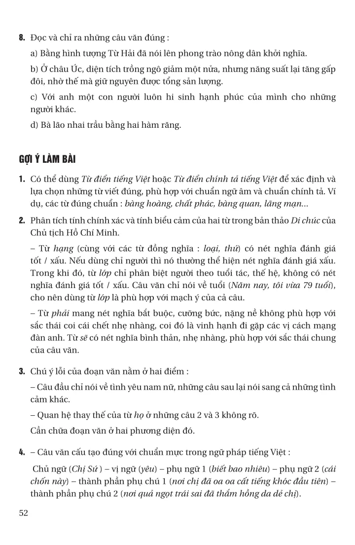 Những yêu cầu về sử dụng tiếng Việt